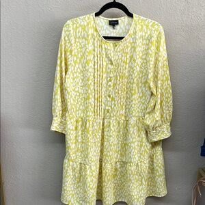 Who What Wear Yellow Smocked Sundress with Mandarin Collar